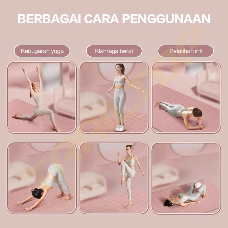 TrailTop Matras Yoga Premium TPE Yoga Mat Anti Slip Matras Olahraga Tebal 6/8 mm