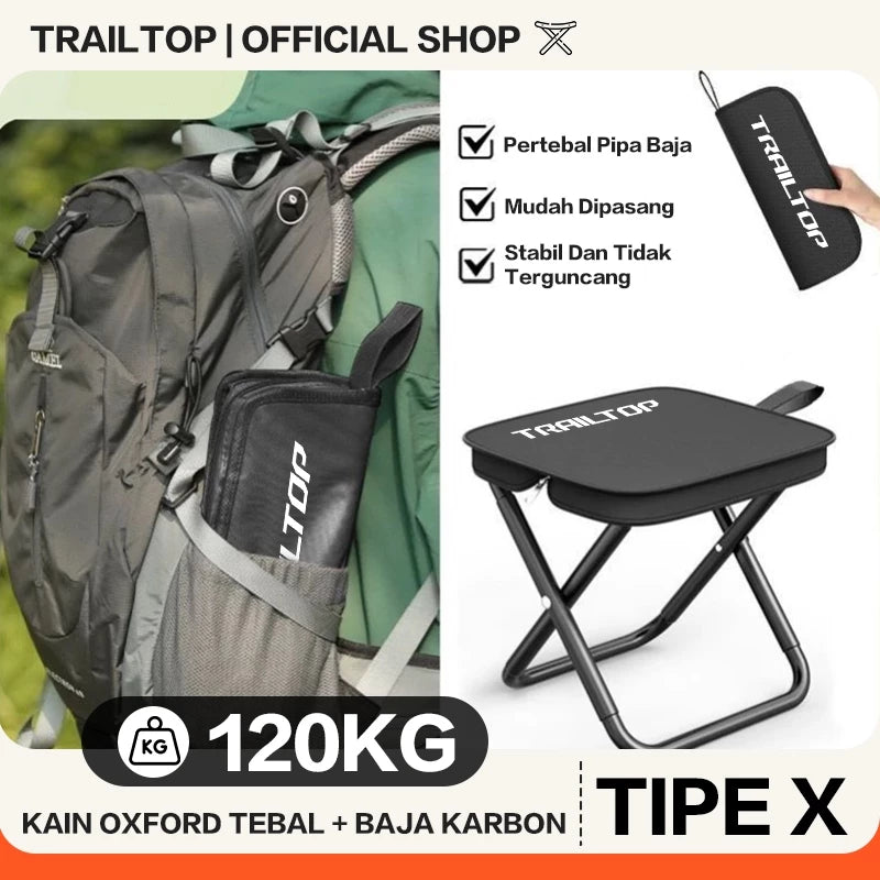 TrailTop Kursi Lipat Kecil Dan Portable Kursi Lipat Outdoor Kursi Lipat Mini Bangku Lipat Beban 120kg