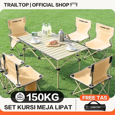 TrailTop Meja Kursi Lipat 0utdoor 1 Set Meja Lipat Outdoor Dan Kursi Lipat Serbaguna