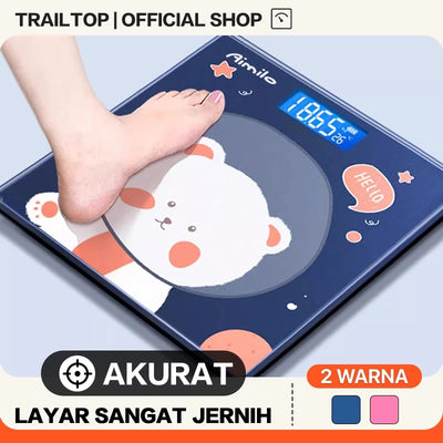 TrailTop Timbangan Badan Digital Kartun Pengukuran Akurat Timbangan Layar LCD Berat Max 180kg