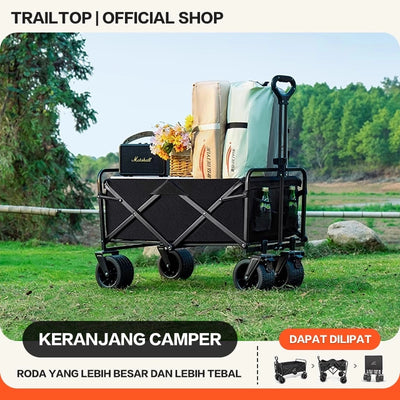 TrailTop Kereta Camping Outdoor Portable Muat Luas Anti Air Ringan Untuk Golf Piknik Angkut Barang