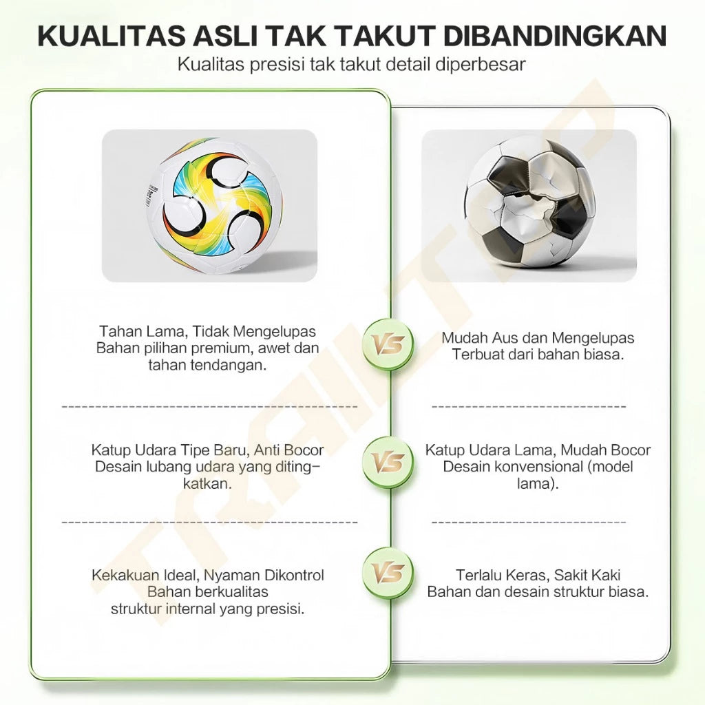 TrailTop Bola Sepak Bola Latihan PVC Tahan Lama Untuk Lapangan Rumput & Futsal Bola Sepak Anak