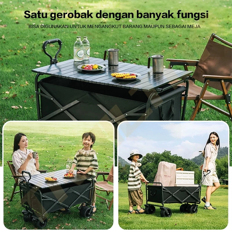 TrailTop Kereta Camping Outdoor Portable Muat Luas Anti Air Ringan Untuk Golf Piknik Angkut Barang