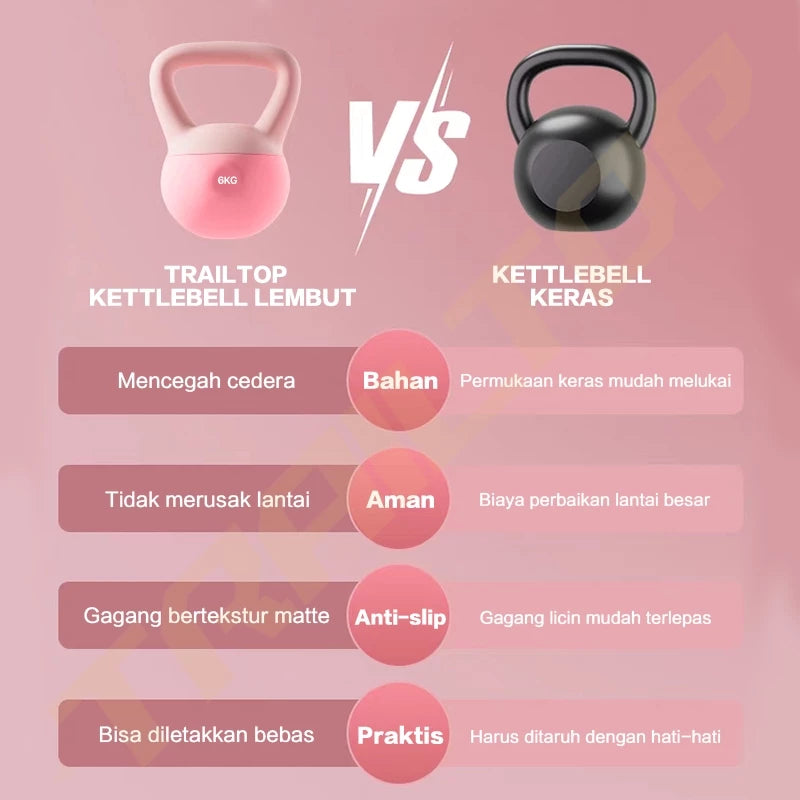 TrailTop Kettlebell Peralatan Kebugaran Rumah Awesome Kettlebell Lunak 2/4/6KGLembut Dumbbell Wanita
