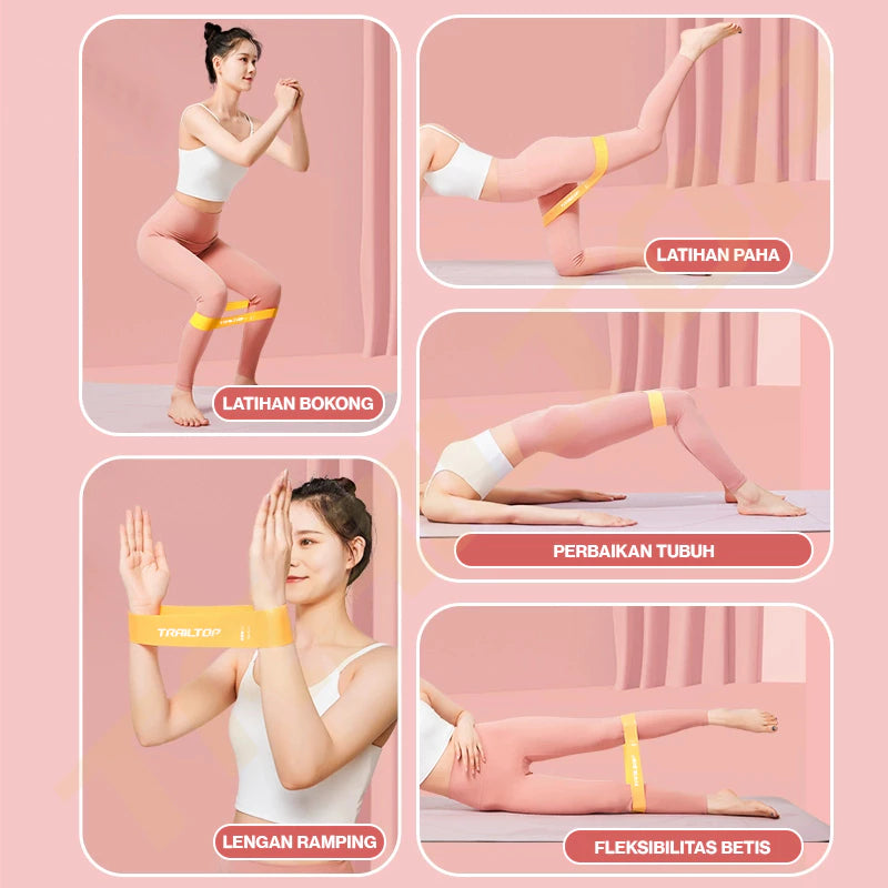 TrailTop Resistance Bands Alat Fitness 1 Set 5pcs Elastis Fitness Loop Bands Tali Fitness