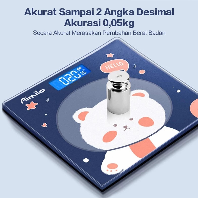 TrailTop Timbangan Badan Digital Kartun Pengukuran Akurat Timbangan Layar LCD Berat Max 180kg