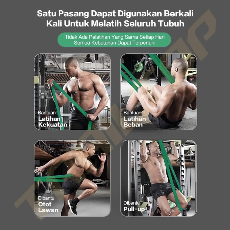 TrailTop Resistance Bands Alat Fitness Olahraga Gym Alat Yoga Fitness 4 Warna