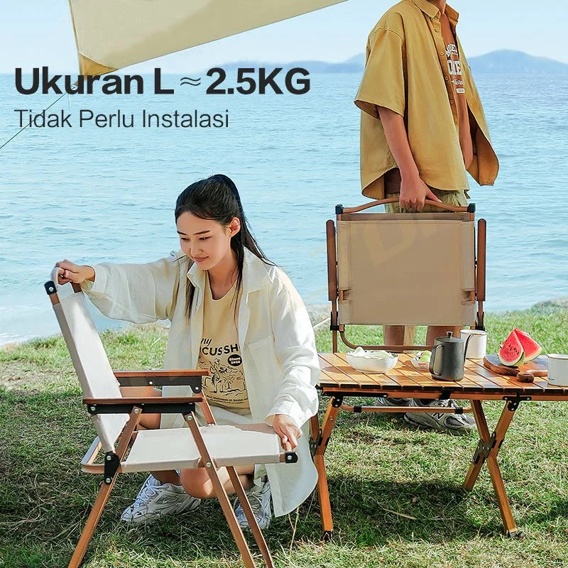 TrailTop Kursi Lipat Dengan Gagang Kayu Kursi Camping Kermit Kursi Pantai Lipat Beban 150kg