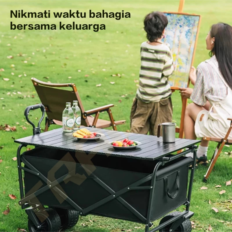 TrailTop Kereta Camping Outdoor Portable Muat Luas Anti Air Ringan Untuk Golf Piknik Angkut Barang