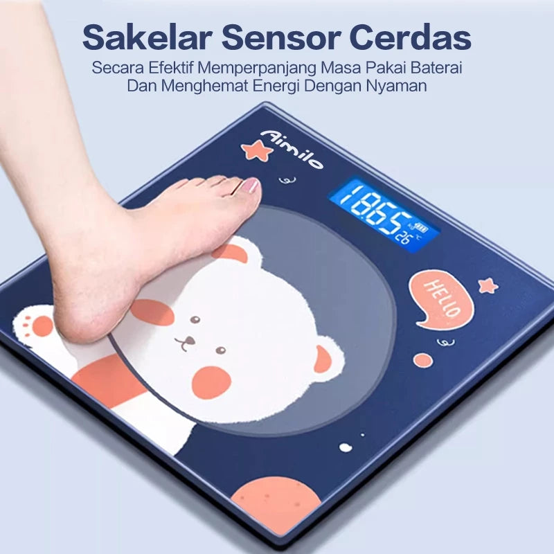 TrailTop Timbangan Badan Digital Kartun Pengukuran Akurat Timbangan Layar LCD Berat Max 180kg