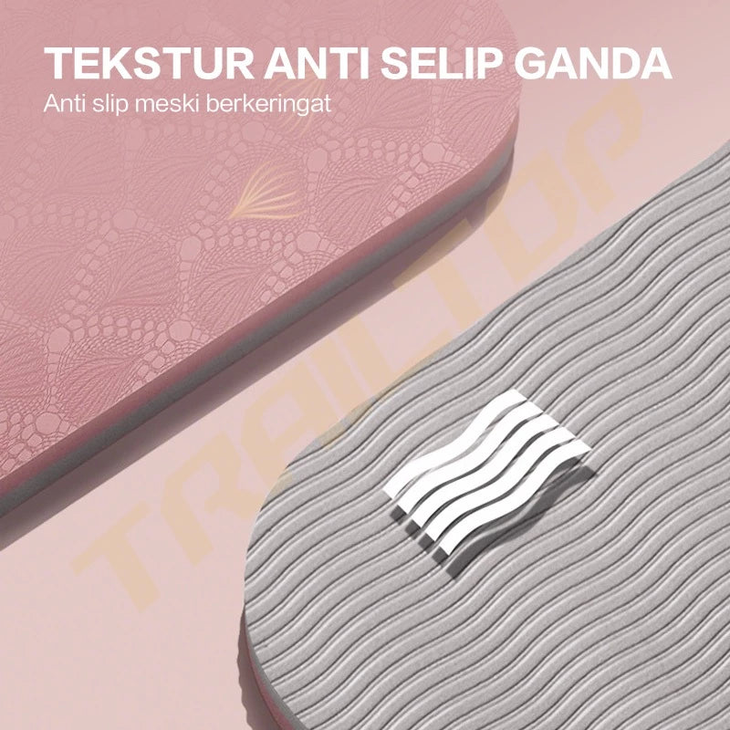 TrailTop Matras Yoga Premium TPE Yoga Mat Anti Slip Matras Olahraga Tebal 6/8 mm