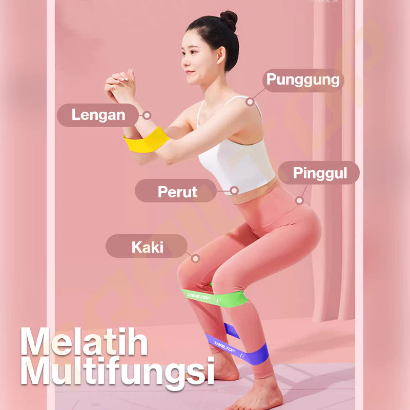 TrailTop Resistance Bands Alat Fitness 1 Set 5pcs Elastis Fitness Loop Bands Tali Fitness