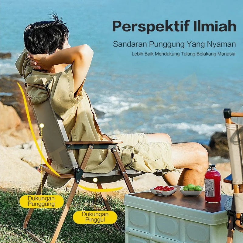 TrailTop Kursi Lipat Dengan Gagang Kayu Kursi Camping Kermit Kursi Pantai Lipat Beban 150kg