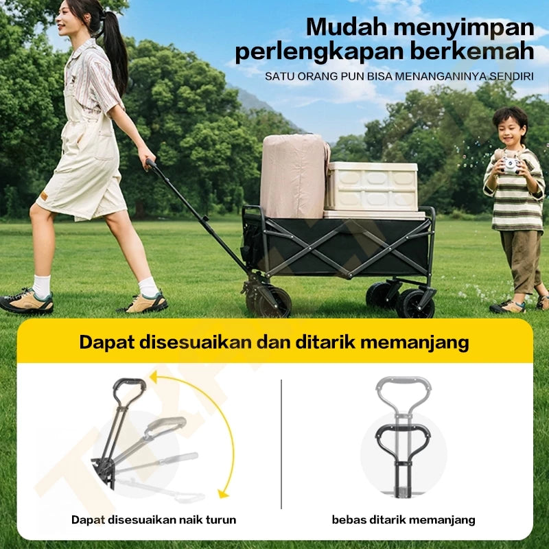 TrailTop Kereta Camping Outdoor Portable Muat Luas Anti Air Ringan Untuk Golf Piknik Angkut Barang