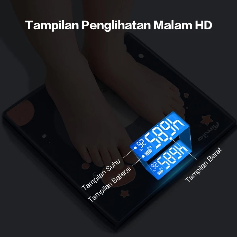 TrailTop Timbangan Badan Digital Kartun Pengukuran Akurat Timbangan Layar LCD Berat Max 180kg