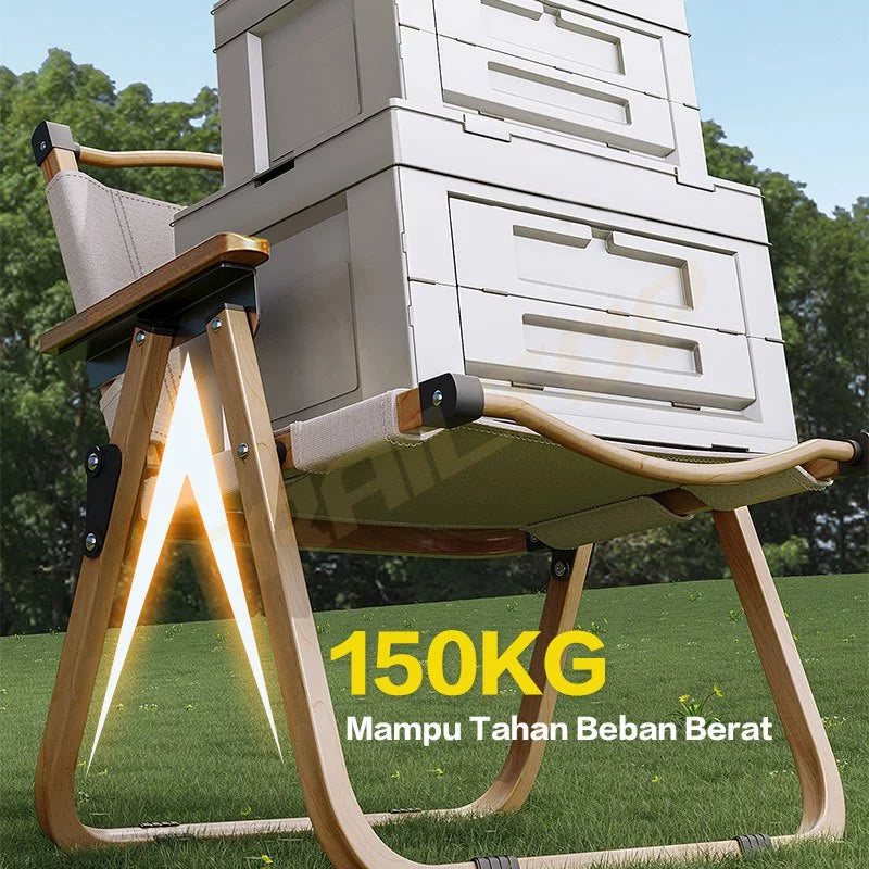 TrailTop Kursi Lipat Dengan Gagang Kayu Kursi Camping Kermit Kursi Pantai Lipat Beban 150kg