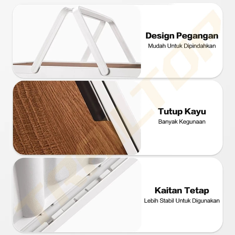 Trailtop Kotak Penyimpanan Penutup Kayu Multi Fungsi Dengan Pegangan Box Organizer Lipat