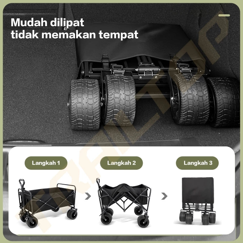 TrailTop Kereta Camping Outdoor Portable Muat Luas Anti Air Ringan Untuk Golf Piknik Angkut Barang