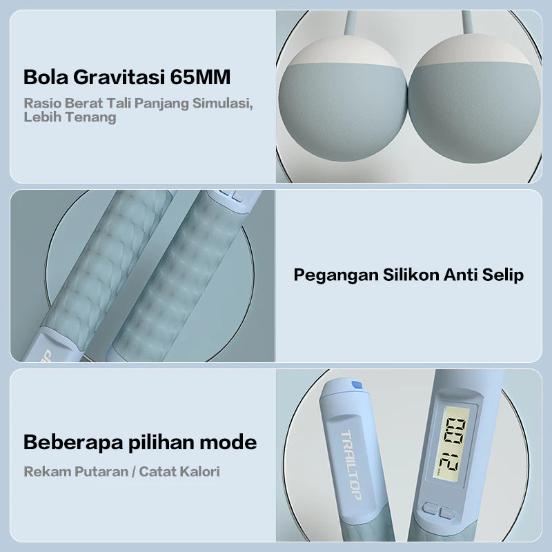 Trailtop 2in1 Lompat Tali PVC Skipping Rope Dan Bola Gravitasi Paket Alat Olahraga Fitnes