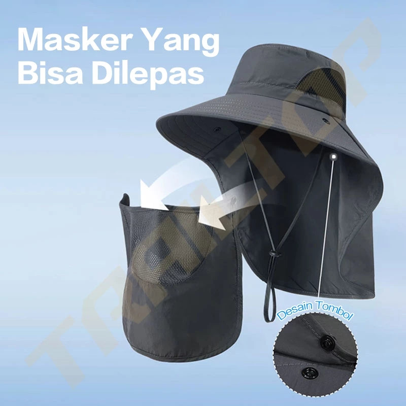 TrailTop Topi Gunung Topi Visor Lipat Pinggiran Lebar Anti UV Topi Mancing Bernapas
