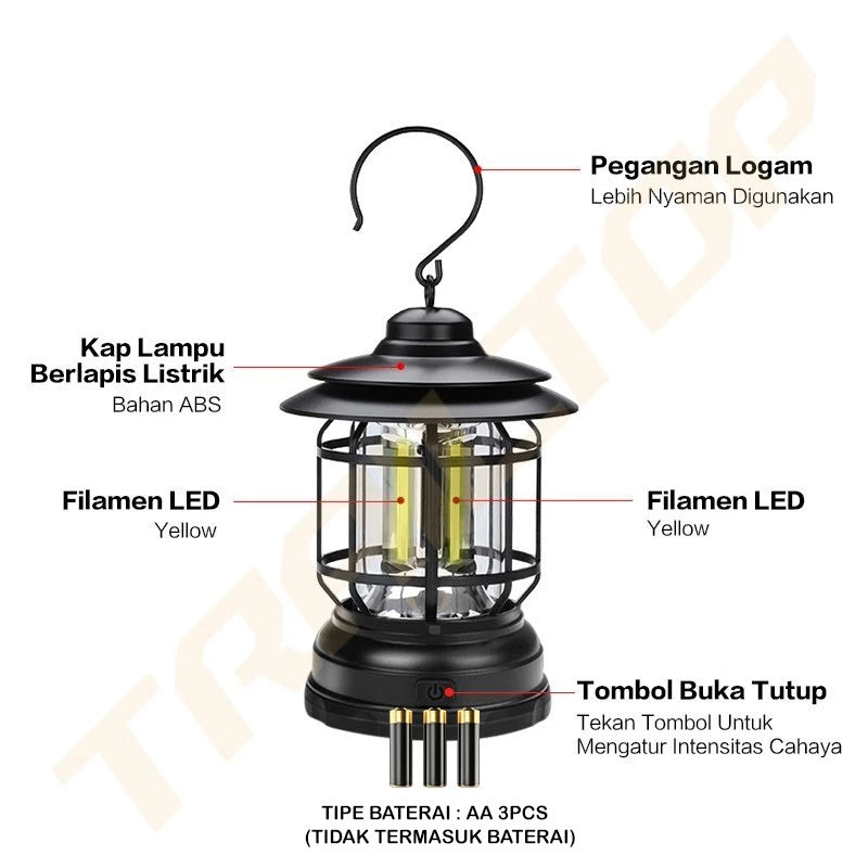 TrailTop Lampu Camping Lampu Lentera Lampu LED Baterai Lampu Tenda Camping LED Emergency