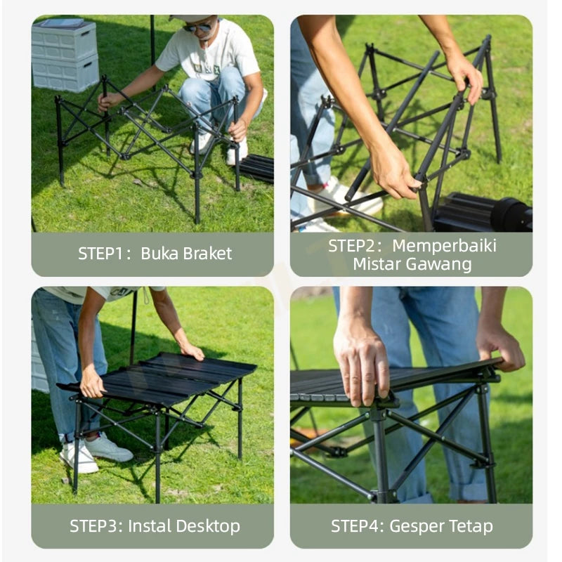 TrailTop Meja Kursi Lipat Bulat Moon 1 Set Meja Lipat Outdoor Dan Kursi Lipat Portable