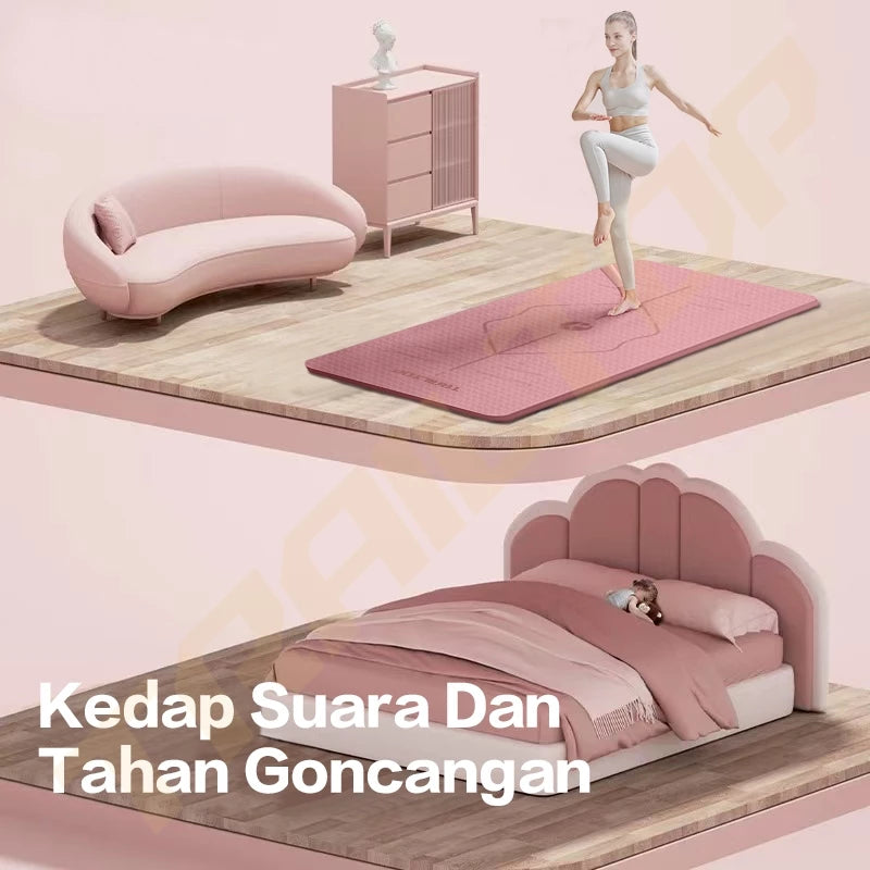 TrailTop Matras Yoga Premium TPE Yoga Mat Anti Slip Matras Olahraga Tebal 6/8 mm