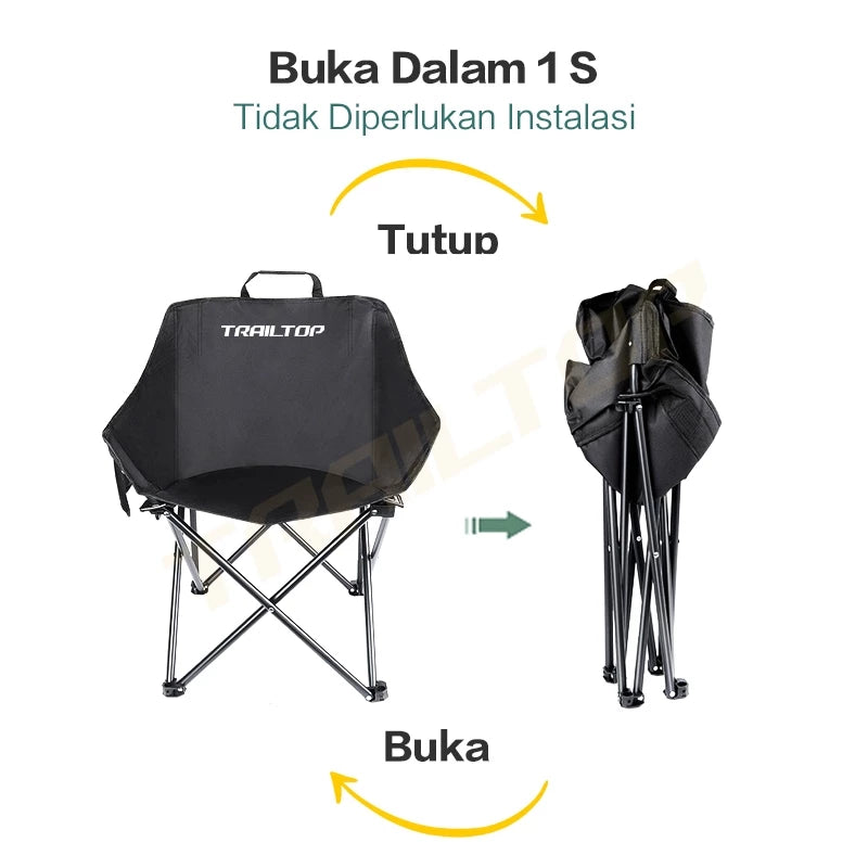 TrailTop Meja Kursi Lipat Bulat Moon 1 Set Meja Lipat Outdoor Dan Kursi Lipat Portable