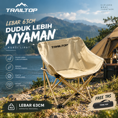 TrailTop Kursi Lipat Outdoor Kursi Camping Bulat Tahan Air Tahan Aus Dan Tahan Sobek Beban 150kg