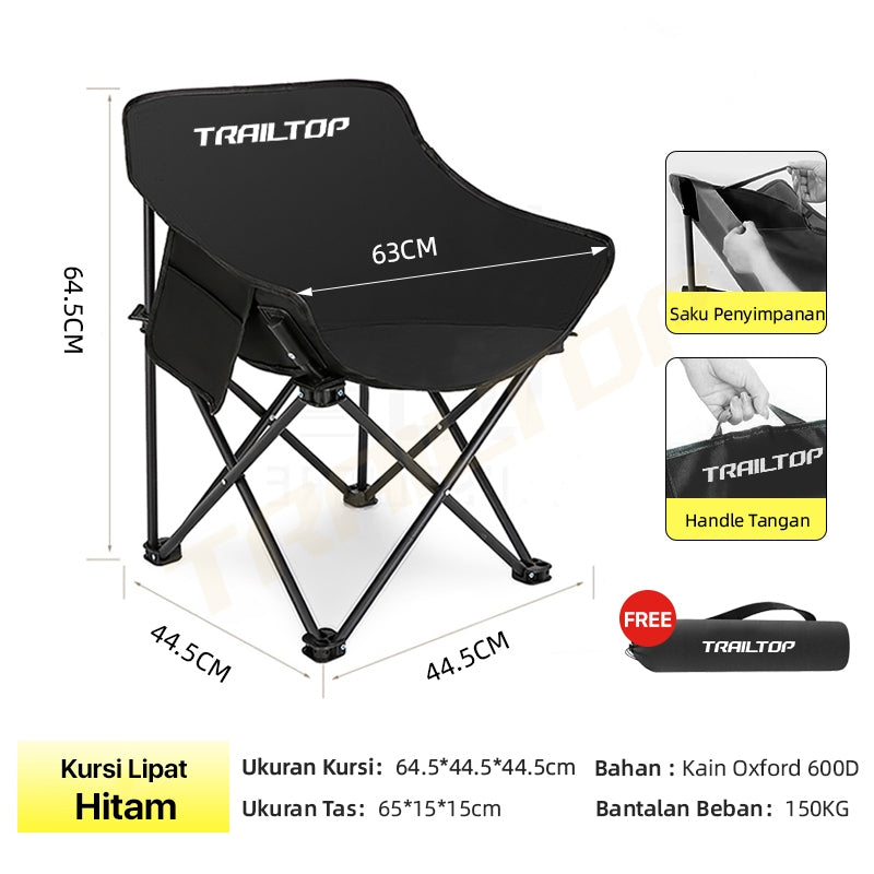 TrailTop Kursi Lipat Outdoor Portable Kuat Dan Tahan Lama Kursi Lipat Camping Santai Beban 150KG