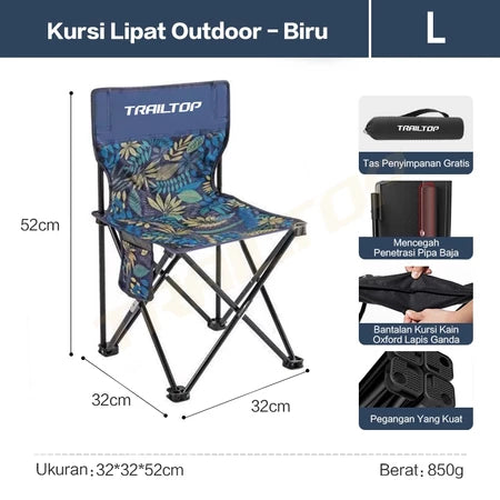 TrailTop Kursi Lipat Outdoor Kursi Camping Bulat Tahan Air Tahan Aus Dan Tahan Sobek Beban 150kg