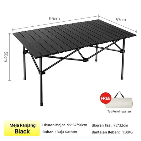 TrailTop Meja Kursi Lipat Bulat Moon 1 Set Meja Lipat Outdoor Dan Kursi Lipat Portable