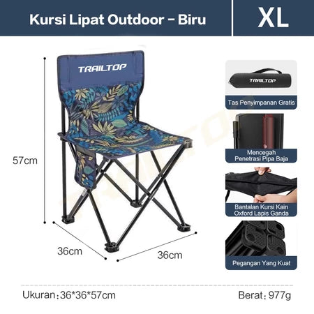 TrailTop Kursi Lipat Outdoor Kursi Camping Bulat Tahan Air Tahan Aus Dan Tahan Sobek Beban 150kg