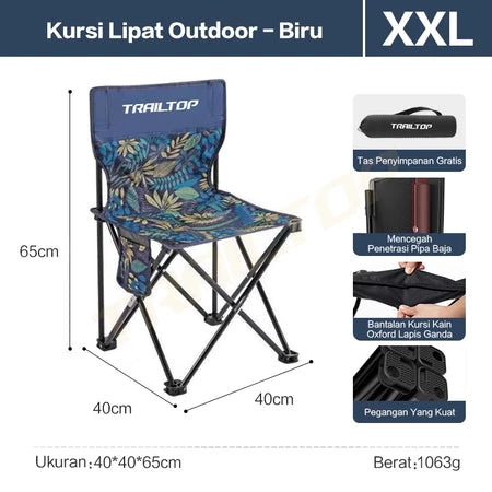 TrailTop Kursi Lipat Outdoor Kursi Camping Bulat Tahan Air Tahan Aus Dan Tahan Sobek Beban 150kg
