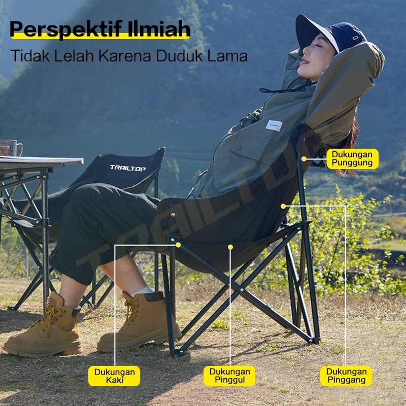 TrailTop Kursi Lipat Outdoor Portable Kuat Dan Tahan Lama Kursi Lipat Camping Santai Beban 150KG