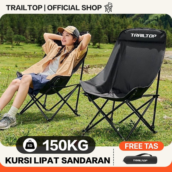 TrailTop Kursi Lipat Outdoor Sandaran Tinggi Dengan Kepala Busa Tebal Kursi Lipat Camping Beban 150kg