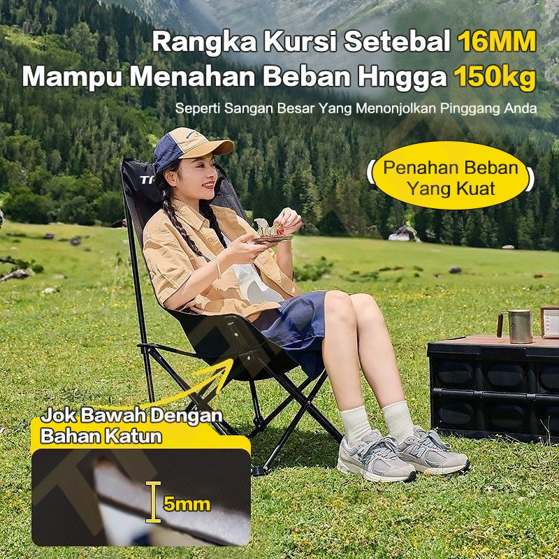 TrailTop Kursi Lipat Outdoor Sandaran Tinggi Dengan Kepala Busa Tebal Kursi Lipat Camping Beban 150kg