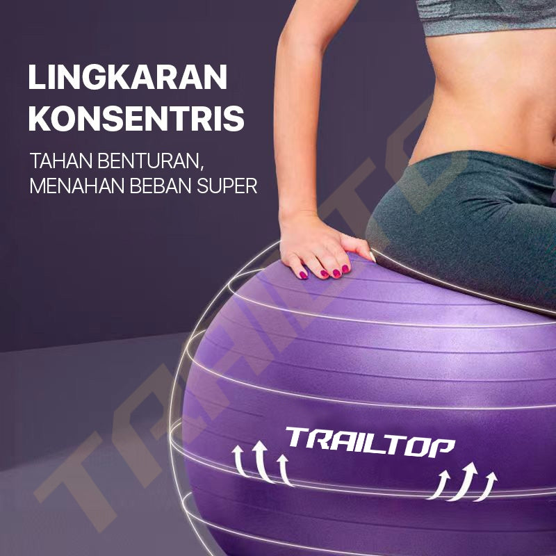 TrailTop Gym Ball Free Pompa Gym Ball Ibu Hamil 65/75cm Bola Yoga Alat Olahraga