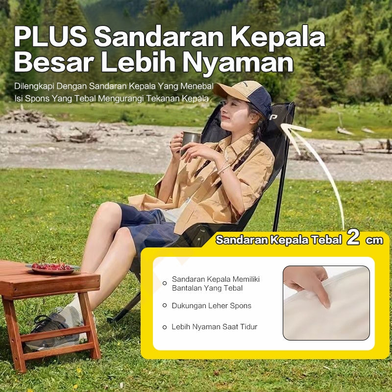 TrailTop Kursi Lipat Outdoor Sandaran Tinggi Dengan Kepala Busa Tebal Kursi Lipat Camping Beban 150kg