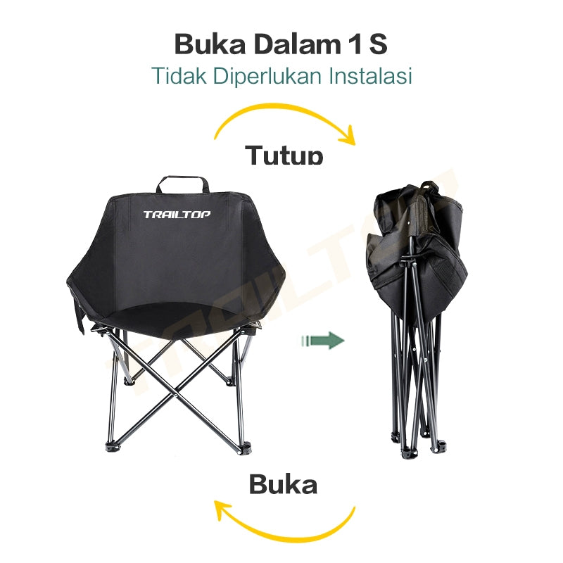 TrailTop Kursi Lipat Outdoor Portable Kuat Dan Tahan Lama Kursi Lipat Camping Santai Beban 150KG