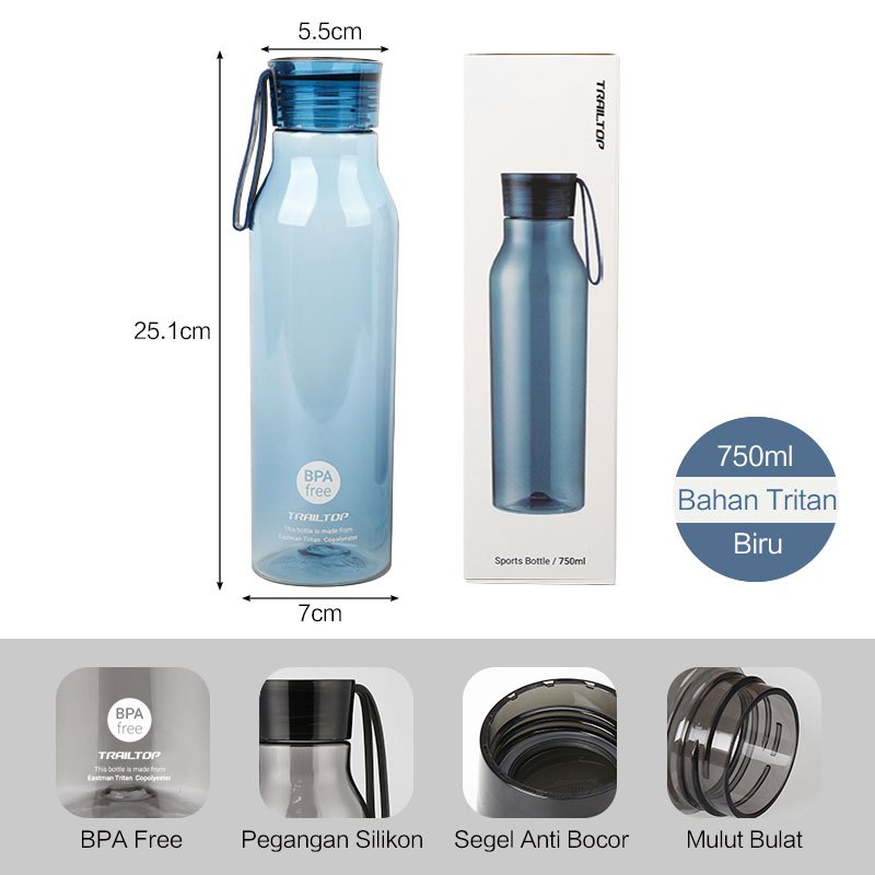 Trailtop Botol Minum 750ml BPA Free Botol Minum Bahan Tritan Tahan Panas Dan Dingin
