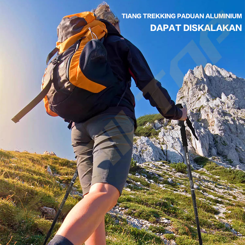 TrailTop Tracking Pole Lipat Tongkat Gunung Trekking Hiking Dapat Diatur Sesuka Hati 65-135cm