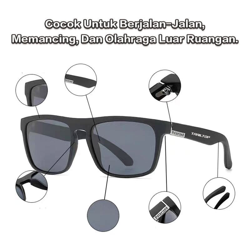 TrailTop Kacamata Hitam Pria Wanita Aviation HD Polarized UV400 Anti Silau Cahaya Matahari