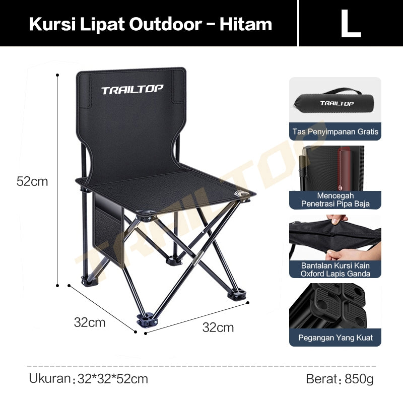 TrailTop Kursi Lipat Outdoor Serbaguna Kursi Lipat Camping Tebal Dan Tahan Aus Kursi Kemping Lipat Dan Meja Penahan Beban 120kg