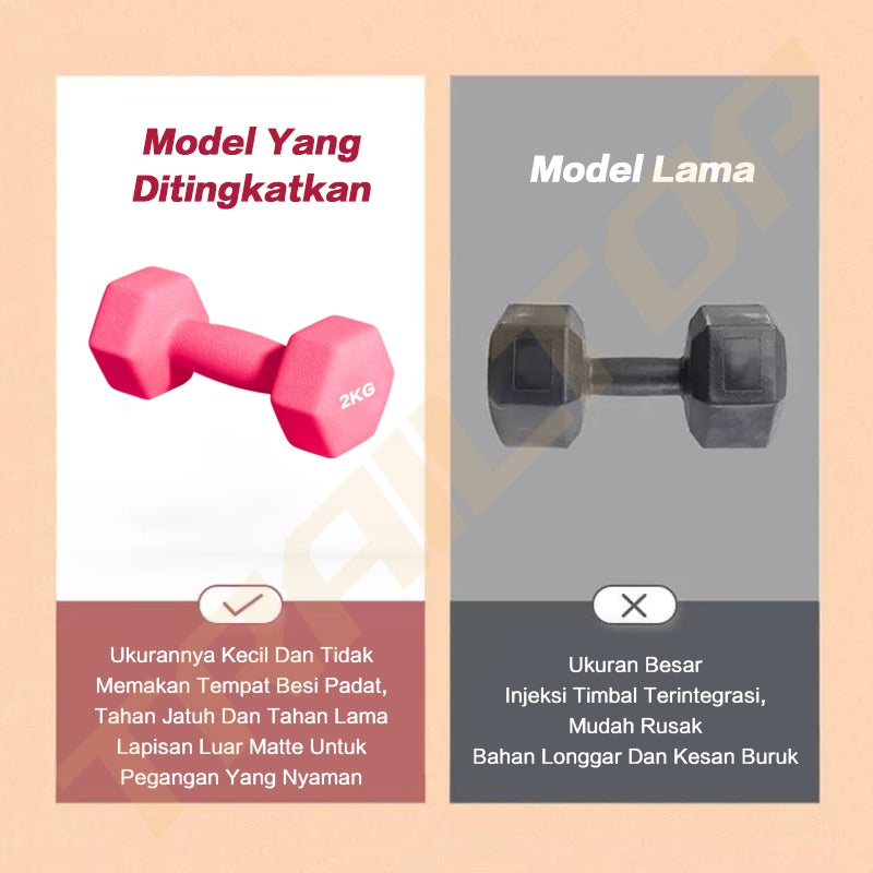 TrailTop Dumbell Barbel 2kg Sepasang Gym Fitnes Home Workout Olahraga Rumah