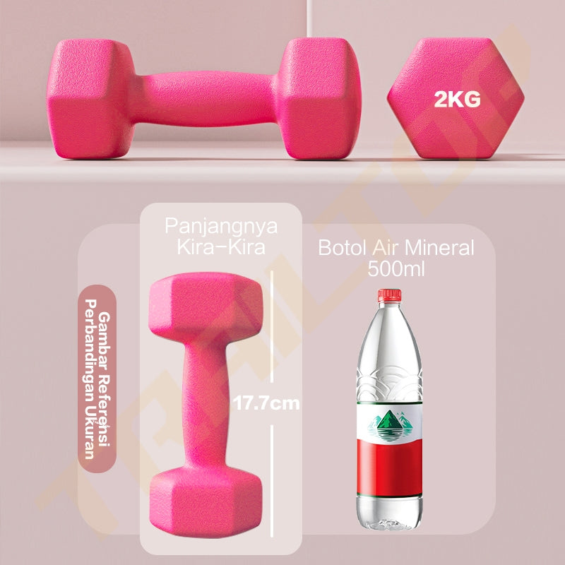 TrailTop Dumbell Barbel 2kg Sepasang Gym Fitnes Home Workout Olahraga Rumah