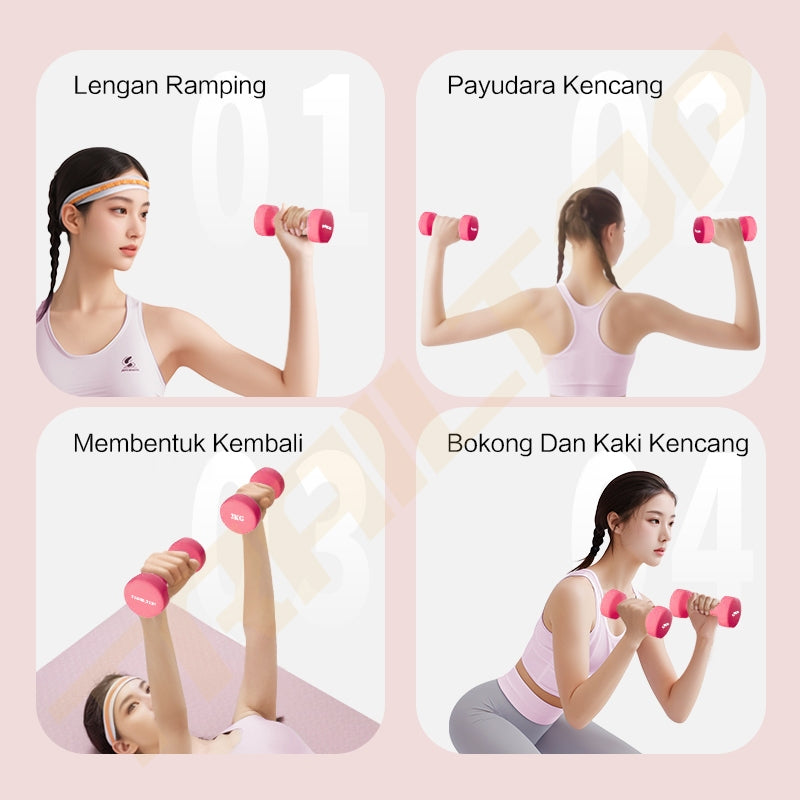 TrailTop Dumbell Barbel 2kg Sepasang Gym Fitnes Home Workout Olahraga Rumah