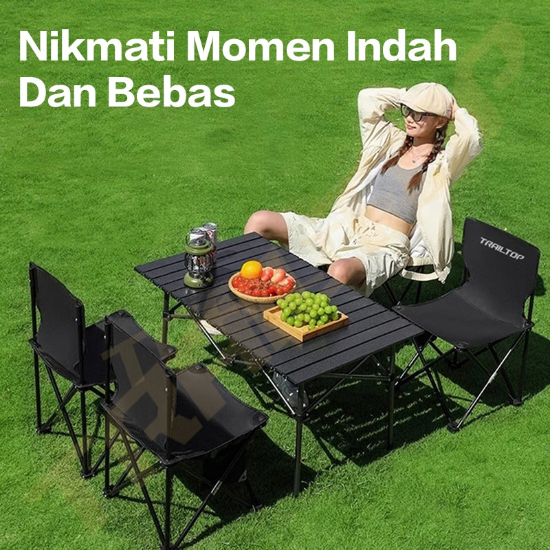 TrailTop Kursi Lipat Outdoor Serbaguna Kursi Lipat Camping Tebal Dan Tahan Aus Kursi Kemping Lipat Dan Meja Penahan Beban 120kg