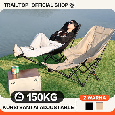 TrailTop Kursi Lipat Outdoor Sandaran Kaki Kursi Pantai Lipat Portable Kursi Santai Kursi Berkemah