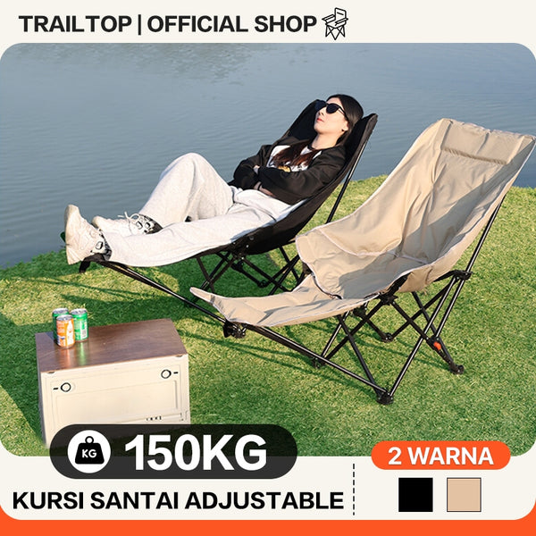 TrailTop Kursi Lipat Outdoor Sandaran Kaki Kursi Pantai Lipat Portable Kursi Santai Kursi Berkemah